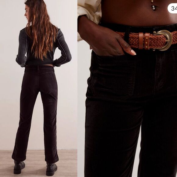 Free People High Time Velvet Kick Flare pants black | size 10 - Picture 3 of 13